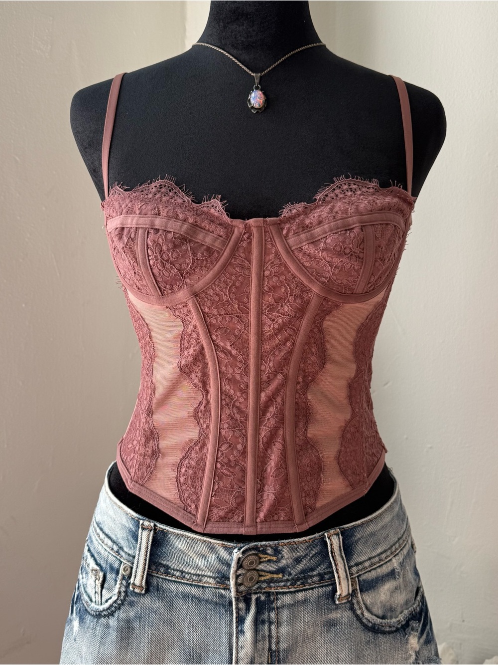 Urban Outfitters Pink Lace Corset Top